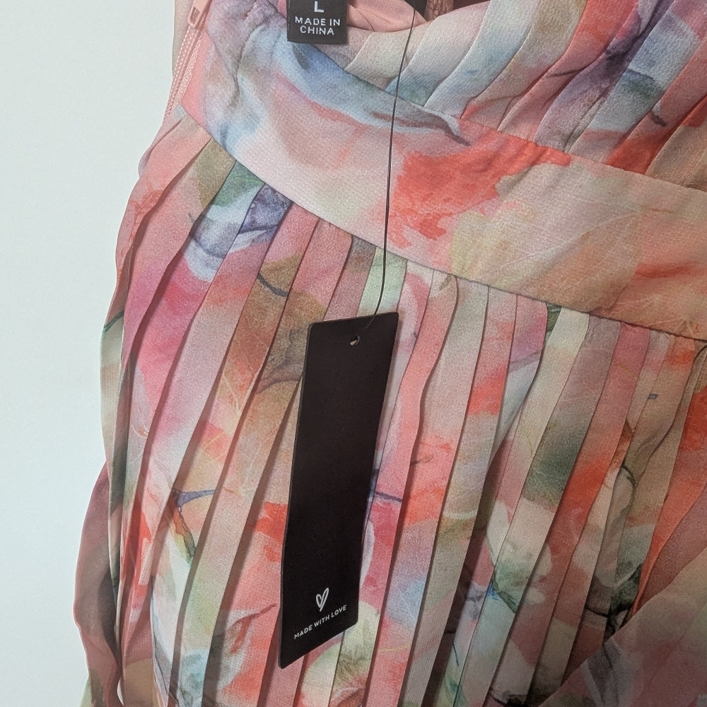 Lulu's Pink Multicolor Floral Pleated Backless Romper - Picture 6 of 7